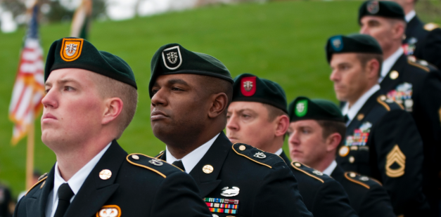 special forces soldiers stand in formation during ceremony