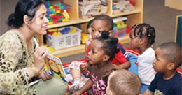 Teacher reading to children