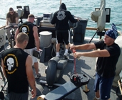 crew exercising on boat