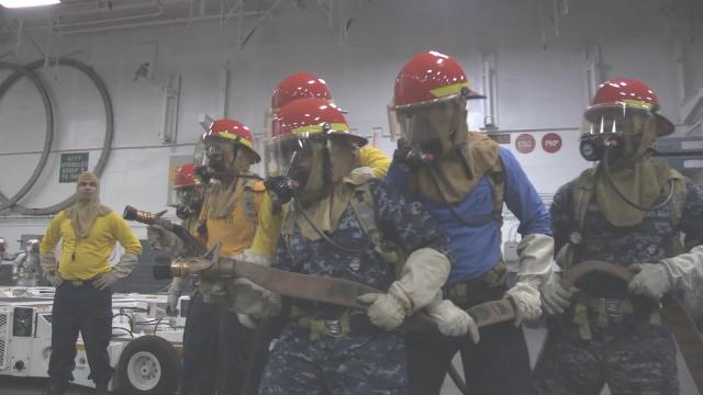 USS Harry S. Truman Sailors Conduct Firefighting Drills