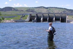 Fishing on the Big Horn River below the Yellowtail Afterbay Dam.