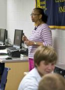 Teacher standing in front of class