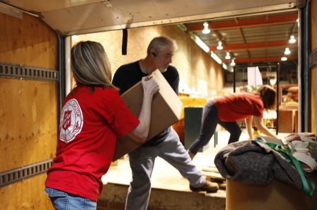 Raleigh, N.C., May 12, 2011 -- The Salvation Army staff partner with the Green Chair Project to help disaster survivors in North Carolina re-furnish their homes. The Green Chair Project makes donated home furnishings available at a low cost to individuals and families identified and referred to Green Chair by its partner agencies. FEMA is responding to severe storms and deadly tornadoes that damaged or destroyed homes and businesses across North Carolina on April 16, 2011. David Fine/FEMA 