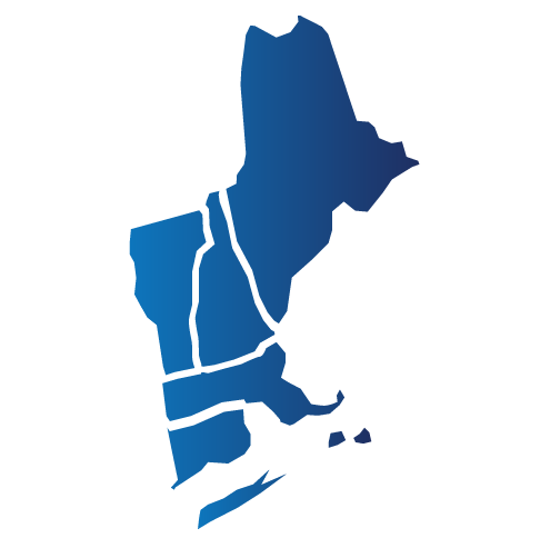 New England Region Map covering States: CT, ME, MA, NH, RI, VT