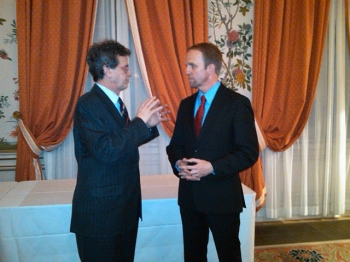 U.S. Deputy Assistant Secretary of Commerce for Economic Development Brian McGowan (right) meets with U.S. Ambassador to Belgium, Howard Gutman at the Ambassador’s residence during the U.S. Cleantech Trade and Investment Mission to Belgium.