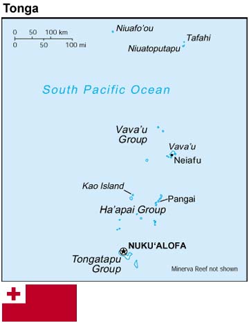 Map and flag of Tonga