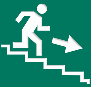 illustration of a person going downstairs