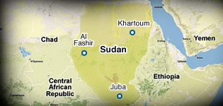 Map of Sudan and surrounding regions