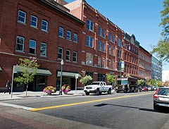 Photo of a block in lower downtown Denver that is part of Living City Block, a DOE Commercial Building Partnerships participant.