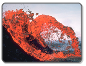 Arched lava fountain from Kilauea volcano, HI.