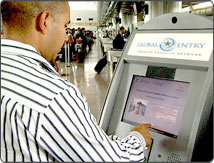 Man using kiosk