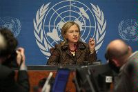 Date: 02/28/2011 Description: Secretary Clinton took questions from the press after addressing the Human Rights Council. Photo by Eric Bridiers (official photographer for this visit). - State Dept Image