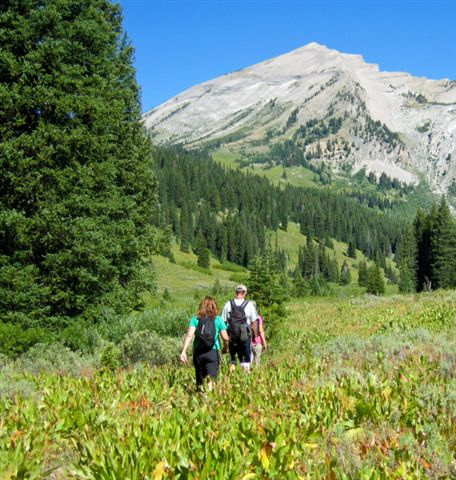 Visitors hiking on bridger-teton national forest