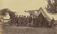 Image of Lincoln at McClellan's camp