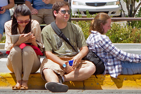 waiting for bus in Los Alamos