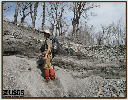 Outcrop of volcaniclastic sediment deposits from Chaiten Volcano, Chile.