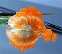 image of shrimp and roe sushi