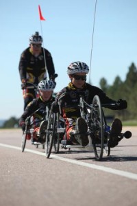 Photo of wounded warriors participating in adapted cycling.