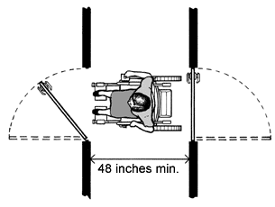 plan of alcove between two outswinging doors