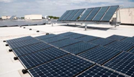 Solar panels on the Bean Center