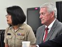 Charlene Johnson, Associate Director of the Office of Health Programs of the Indian Health Service, and District of Montana U.S. Attorney Mike Cotter speak during the June 6, 2012 press conference at the Crow/Northern Cheyenne Hospital announcing the establishment of Sexual Assault Response Teams (SARTs) on Montana reservations.