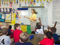 Molly Harrison of the Office of Protected Resources talks to students about marine life