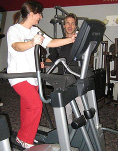 White Earth Diabetes Program member working out on an elliptical machine.