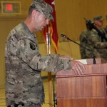 The incoming commander of Regional Support Command- South, Col. Christopher Reed gives a speech during his change of command ceremony June 25 at Kandahar Air Base.