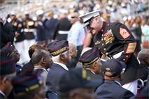 Sgt. Maj. Micheal P. Barrett, the 17th Sergeant Major of the Marine Corps, attends the Montford Point Marines Congessional Gold Medal Commemorative Ceremony at Marine Barracks Washington, Washington D.C., June 28, 2012.