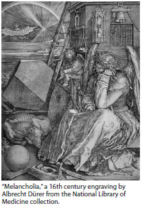 'Melancholia,' a 16th century engraving by Albrecht Dürer from the National Library of Medicine collection.