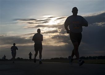 Deployed service members participate in Air Force Marathon at TCM