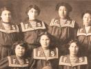black and white photograph of Fort Shaw Indian School girls basketball team,1904