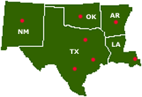 Map of HUD Region 6 (Arkansas, Louisiana, New Mexico, Oklahoma, Texas)