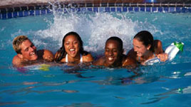 Group of friends in a swimming pool