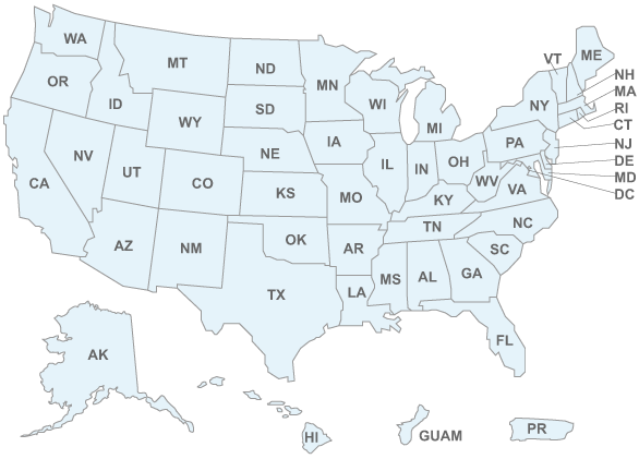 Map of the United States & Territories