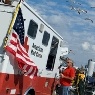 Emergency services being delivered to a disaster zone.