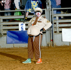 Dale 'Gizmo' McCraken entertains audiences with his humorous costumes. But his work to keep bull riders safe isn't for laughs.