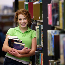 High School Girl in Library