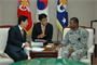 Lt. Gen. Thomas Bostick, Chief of U.S. Army Engineers and Commanding General of the U.S. Army Corps of Engineers, meets with Vice Minister of National Defense Lee Young-geol July 17 during Bostick’s visit to the Republic of Korea July 16-17.  During his two-day visit, Bostick met with U.S. and Korean military officials and toured the multi-billion dollar construction project at U.S. Army Garrison Humphreys, about 40 miles south of Seoul. Bostick