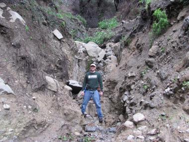 Gould Canyon, San Gabriel Mountains, CA.  Post-storm debris flow reconnaissance. 