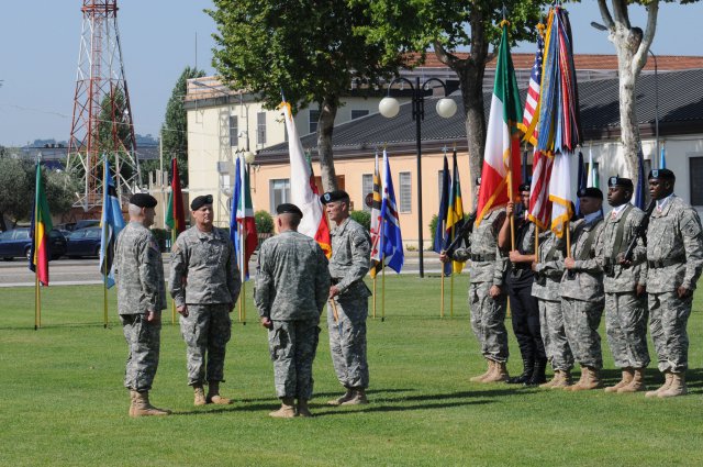 Maj. Gen. David R. Hogg relinquished command of U.S. Army Africa (USARAF) to Maj. Gen. Patrick J. Donahue II today during a ceremony on Hoekstra Field.  Gen. Carter F. Ham, Commanding General of U.S. Africa Command presided over the change of command ceremony.