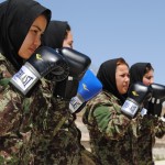 Officer candidates of the Female Training Battalion learn self-defense techniques at the Kabul Military Training Center located near Kabul, Afghanistan, May 28, 2012.