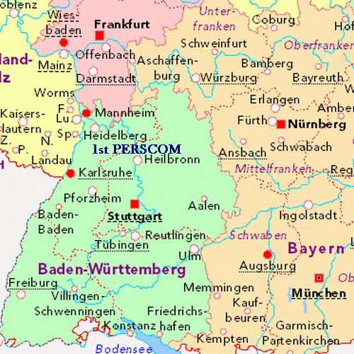 1st PERSCOM, Germany Area Map