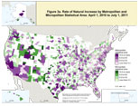 Figure 3a. Rate of Natural Increase by Metropolitan and Micropolitan Statistical Area: April 1, 2010 to July 1, 2011