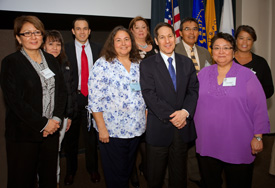 Photo: Tribal Advisory Committee Participants: Phelene Herrera, Alecia Reft, J.T. Petherick, Cathy Abramson, Stacy Bolen, Dr. Frieden, David Nez, Kathy Hughes and Brenda Nielson 