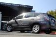 A hydrogen-powered Toyota Prius pulls up to Humboldt State University's student designed hydrogen fueling station.