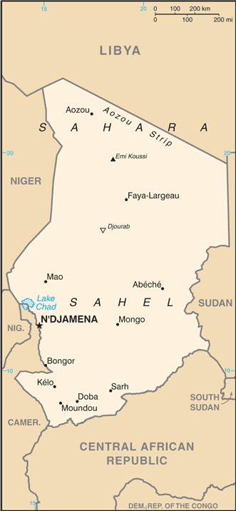 Date: 02/22/2012 Description: Map of Chad © CIA World Factbook