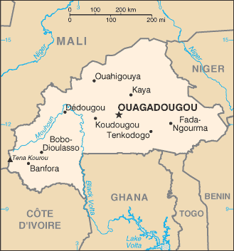 Date: 02/15/2012 Description: Map of Burkina Faso (The World Factbook) - State Dept Image