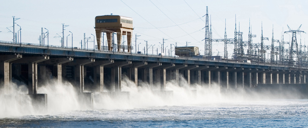 A dam releasing water