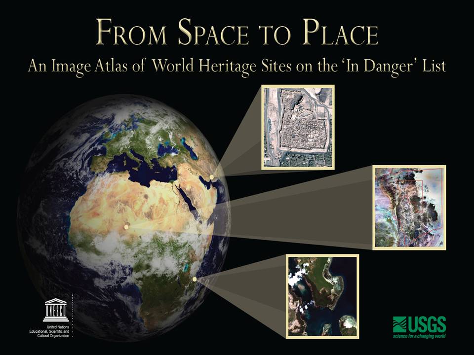 The cover image for the book "From Space to Place: An Image Atlas of World Heritage Sites on the ‘In Danger’ List"